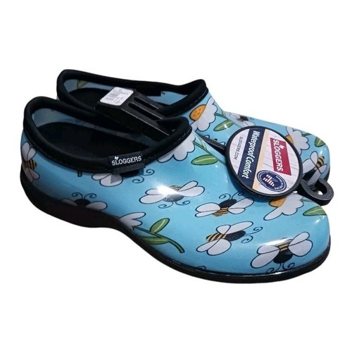 SLOGGERS Waterproof Comfort Clogs Garden Rain Blue Bees 9 - Picture 4 of 11