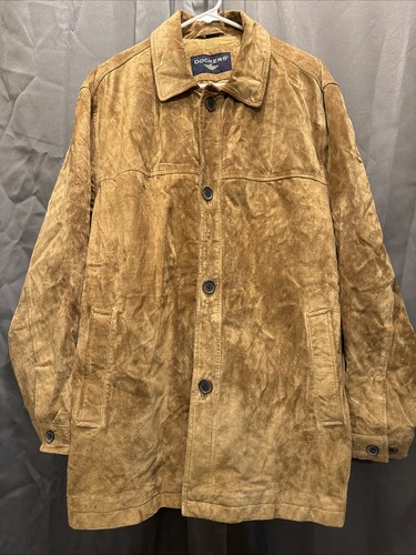 Vintage Dockers Men's Tan/Brown Genuine Leather Suede Full Button Jacket Large - Picture 2 of 16