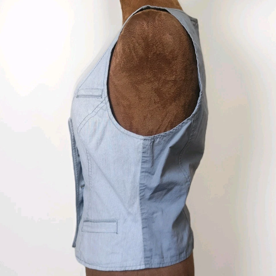 Chaleco American Eagle Talla M Chaleco Abotonado Preppy Gris Rayas Para Mujer Foto 2 de 4