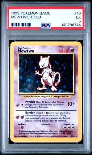 1999 POKEMON BASE SET UNLIMITED #10 MEWTWO-HOLO PSA 5