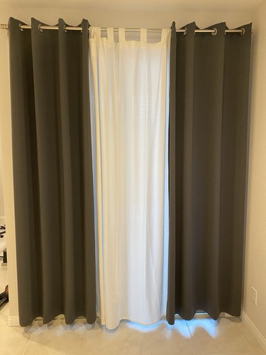 IKEA HILLEBORG RM DARKENING 100% poly GRAY GROMMET Top 4 Panels (2 Pair) 57”x98”