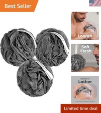 Soft Gray Charcoal Exfoliating Shower Poufs - Set of 3 for Radiant Skin