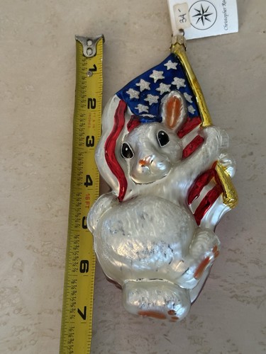 VTG Christoper Radko STAR SPANGLED BUNNY Easter Rabbit Flag Ornament - Picture 10 of 11
