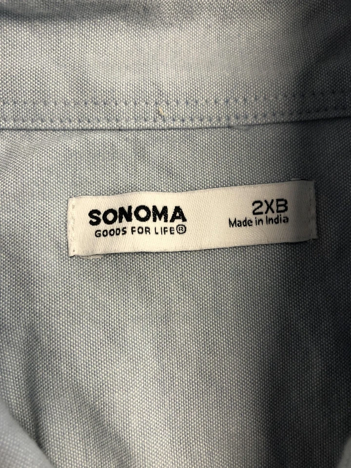 Camisa Sonoma Goods For Life Para Hombres 2XB Azul Con Botones Manga Larga Bolsillo Elástico Foto 3 de 4