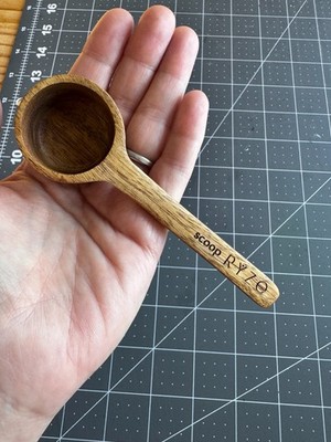 RYZE Wooden Measuring Scoop 1 Tbsp Solid Acacia Wood Coffee Kitchen Tool