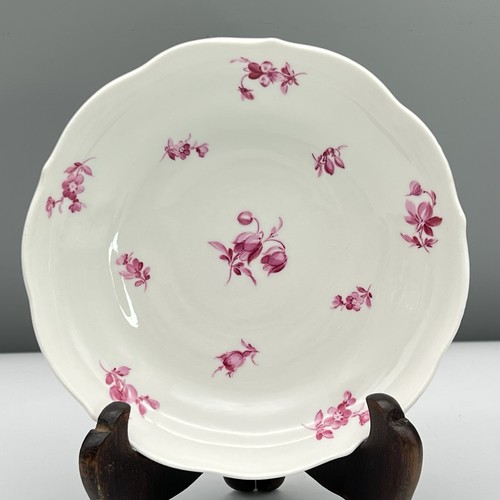 Meissen 4 SCATTERED PINK FLOWERS Bowls 5 3/8" FRUIT DESSERT BERRY Floral ANTIQUE - Picture 9 of 16