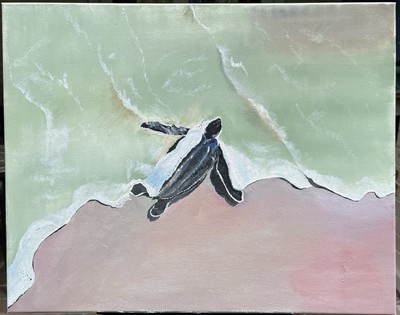 Oil Painting Of Leatherback Hatchling
