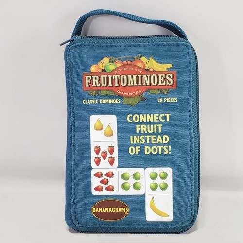 Fruitominoes Classic Dominoes Game With Fruit Picture Tiles In Zippered Bag - Picture 1 of 7