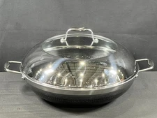 HexClad HEX14WOK Hybrid Nonstick 14" Wok w/ Stainless Steel Lid New Read