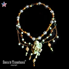 Baroque Luxury Jewelry Rococo Style Necklace Pendant Jewellery Angels Turquoise