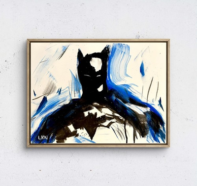 #ad Laeknapes 14x11 Original Abstract Paper Museum Home Painting Artwork Batman $99.99