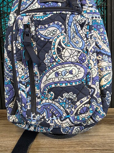 Vera Bradley Iconic Sling Backpack Crossbody Bag Retired Deep Night Paisley Blue - Picture 2 of 14
