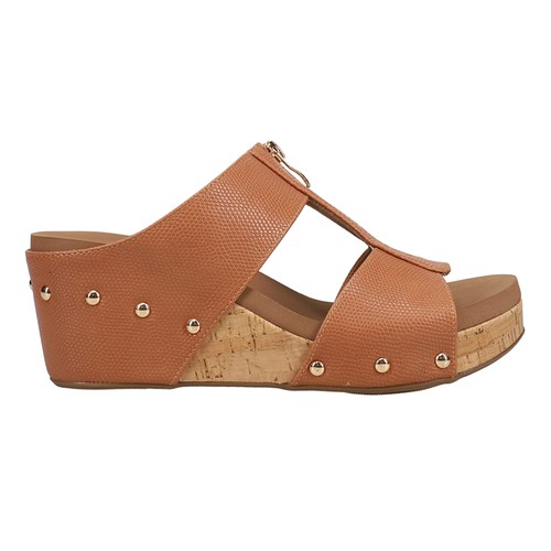 Corkys Taboo Nieten geprägt Keilabsatz Damen braun Freizeit Sandalen 41-0262-COGN