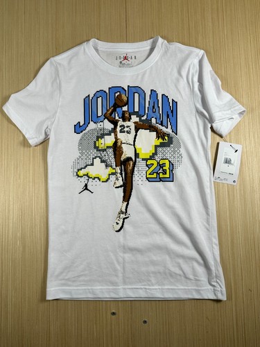 Nike Jordan Customized Air Digi T Shirt Boys M (10-12) White Jumpman #23 Graphic