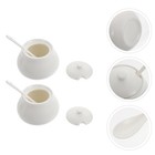 2pcs Ceramic Seasoning Containers Seasoning Cans Seasoning Pots (White)