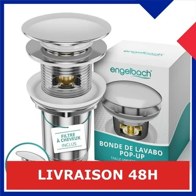 Engelbach Bonde de lavabo clic-clac avec trop-plein - Installation facile - Photo 1/4