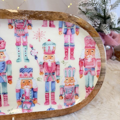 Cupcakes & Cashmere Pastel Nutcracker Mango Wood 18" Christmas Serving Tray - Picture 5 of 8