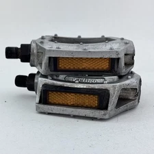 Vintage Wellgo Platform Pedals Silver Alloy 1/2" BMX MTB Flat Bike Urban A60