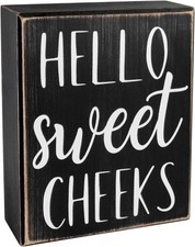 Bathroom Decor Sign Rustic Black Wood Plaque - Modern Farmhouse