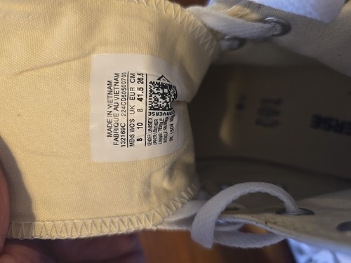 Converse 132169C Unisex White Leather Chuck Taylor Hi Tops Mens 8 Wmns 10 - Picture 12 of 16