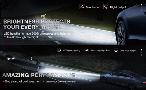 For Chevrolet Equinox 2005-2009 Cool White LED Headlight Hi/Lo Beam Bulbs 6000K - Picture 8 of 9