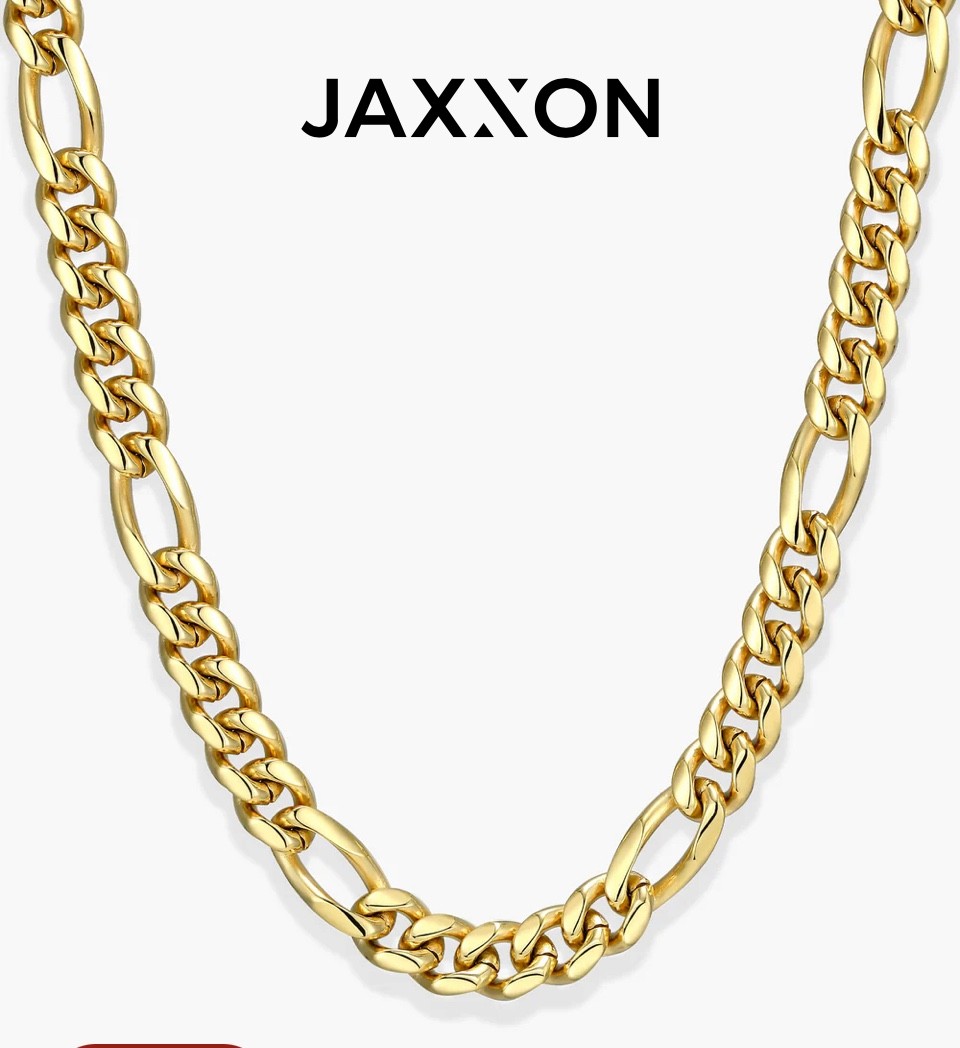JAXXON Figaro 8mm gold chain necklace 22” 14k Gold New