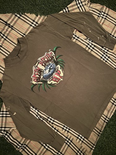 Vintage 90s Ocean Pacific Men’s Large Thrashed Surf Green Mock Neck Long Sleeve - Picture 5 of 11