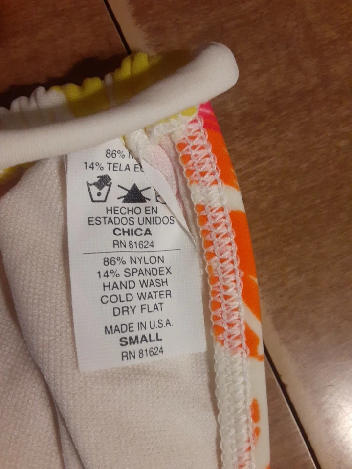 Chica Rica Pink/Orange Abstract Bikini Size Small 5 - Image 3 of 3