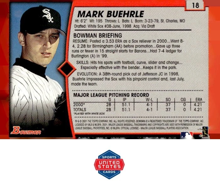 2001 Bowman #18 Mark Buehrle - Image 2 of 2