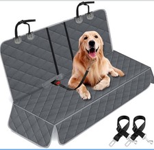 Pet Protector Waterproof Rear Bench Car Seat Cover, Fits Armrest, Nonslip, Gray