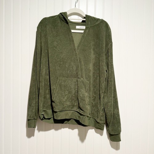 Barefoot Dreams Beach Cozy Terry Cross Over Hoodie Green Size XL - Picture 2 of 7