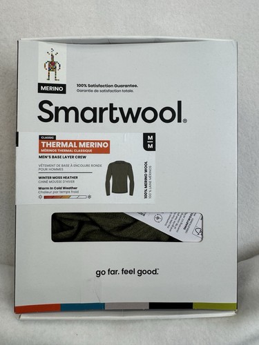 Smartwool Herren Klassisch Thermo Merino Basisschicht Crew Top Winter Moos Medium Neu mit Etikett - Bild 3 von 5