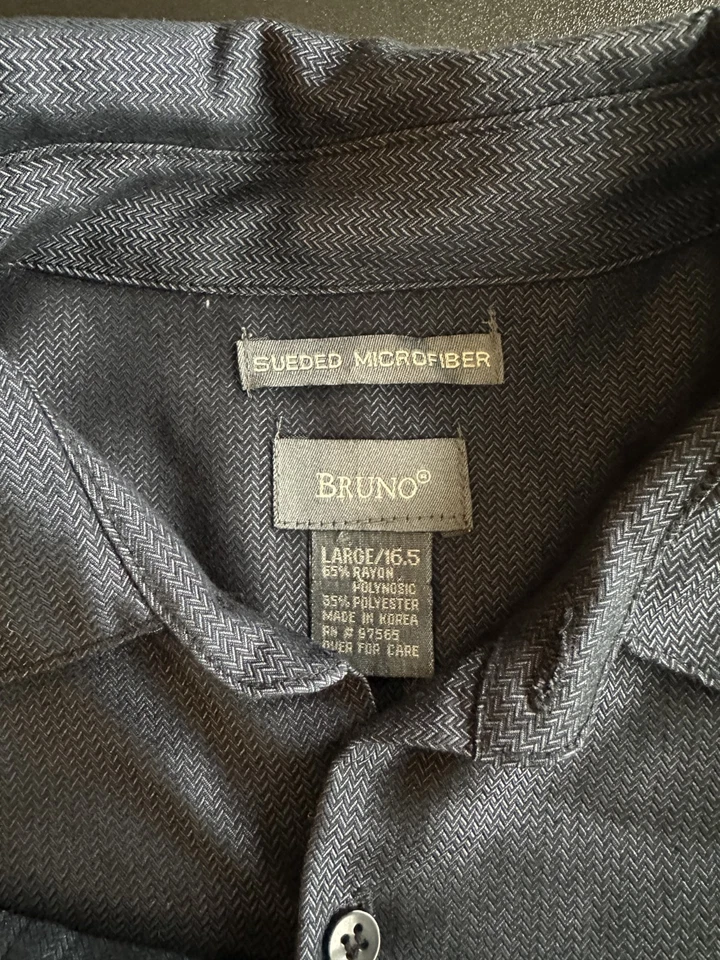 Camisa Bruno Para Hombre Talla L Gamuza Microfibra Espiga Manga Larga Con Botones Foto 2 de 4