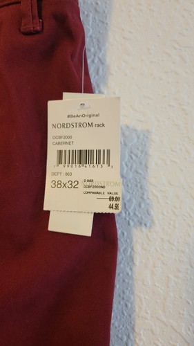 Original Penguin by Munsingwear Pants Men 38x32 Maroon Lightweight Zip NWT - Picture 6 of 11