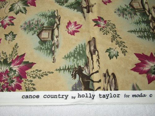 3 YARDS CANOE COUNTRY BY HOLLY TAYLOR FOR MODA FABRICS #6202 MOOSE CABIN LEAVES - Picture 3 of 5