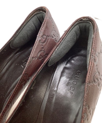 GUCCI Pumps Heel GG Leather Bordeaux Size:36/JP:23 From Japan 131724K Authentic - Picture 7 of 11