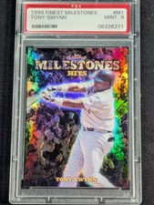1999 FINEST MILESTONES #M1 TONY GWYNN PADRES REFRACTOR HOF #/3000 PSA 9