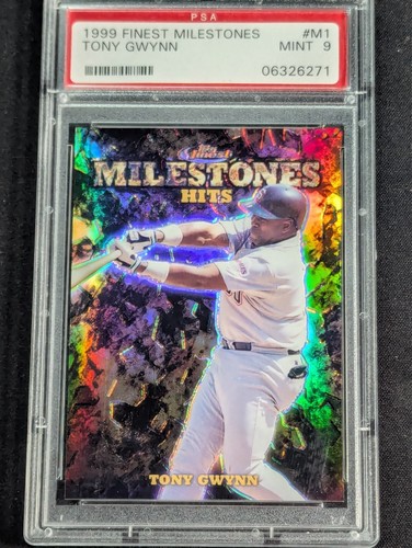 1999 FINEST MILESTONES #M1 TONY GWYNN PADRES REFRACTOR HOF #/3000 PSA 9