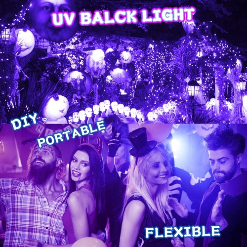 Led Fairy Lights Battery Operated, 16.4FT LED UV Black Lights, 16.4Ft, - Picture 2 of 7