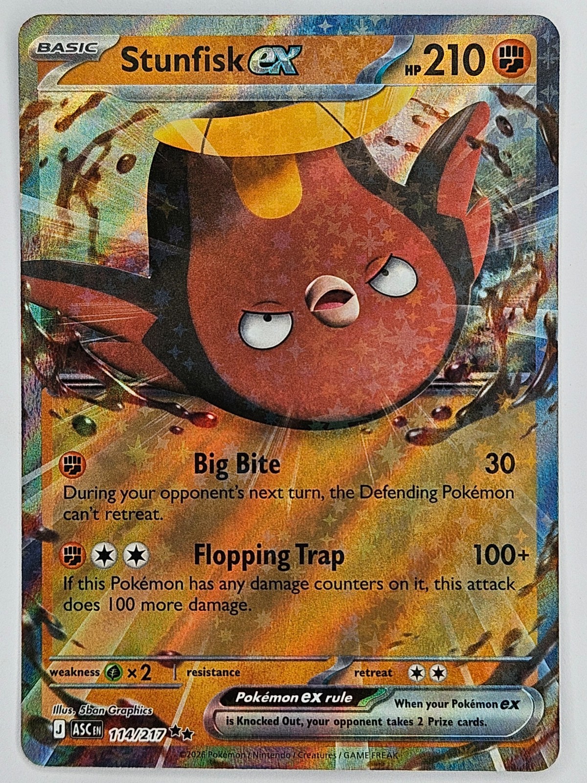 Pokemon TCG - 114/217 Stunfisk ex Ascended Heroes Ultra Rare