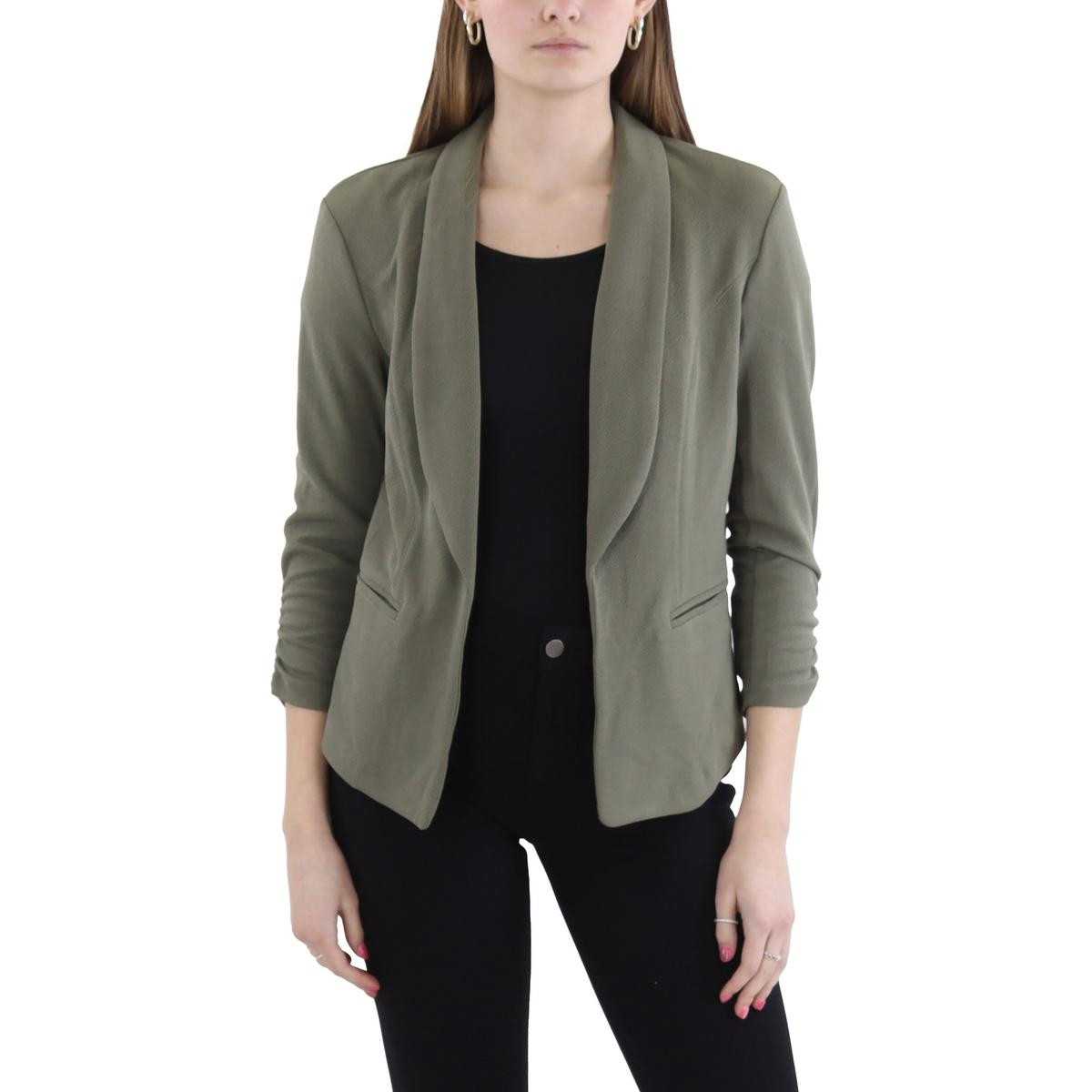 Женский зеленый блейзер с рюшами Bar III Petites S BHFO 8395