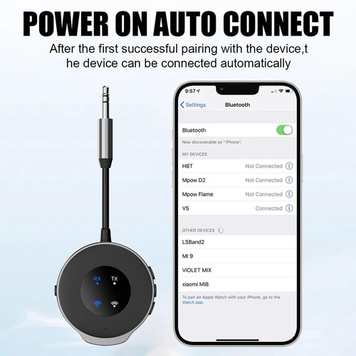 1PCS Bluetooth 5.3 Wireless Transmitter Receiver Car Aux Audio Adapter 3.5mm - Picture 17 of 20