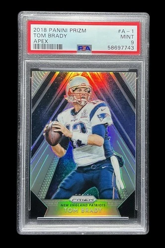 2018 panini prizm #A1 tom brady; silver SSP apex insert PSA 9  - CASE HIT -