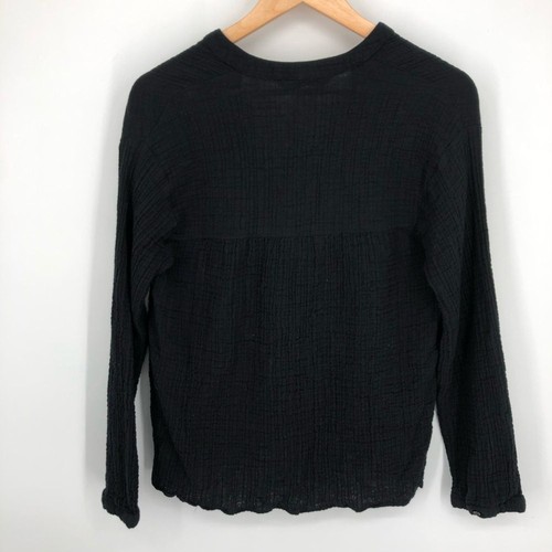 Zara Damen Top Größe Small Schwarz Hell Popover V-Ausschnitt Freizeit Gaze Baumwolle - Bild 7 von 11