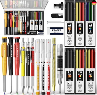 STAGEEK 22er-Set Mechanischer Zimmermannsbleistifte, Automatischem Körner, 