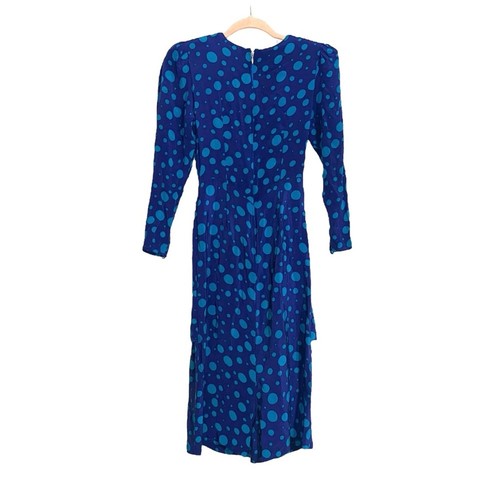 Maggy London by Jeannene Boher Vintage Blue Silk Polka Dot Dress - Picture 2 of 7