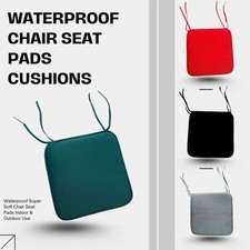 Waterproof Chair Seat Pads Cushions with Ties Dining Garden Office 1/2/4 Pack UK