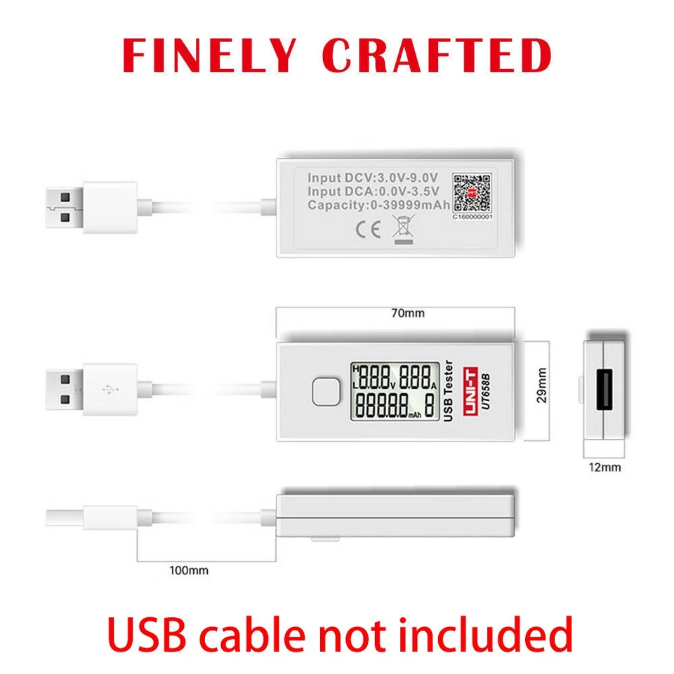 UNI-T LCD USB-Spannungsstromdetektor Mobiles Ladegerät Digital Tester Meter - Bild 3 von 4