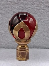 Vintage Original 1940s Glass Ball & Brass Threaded Lamp Finial Blood Red