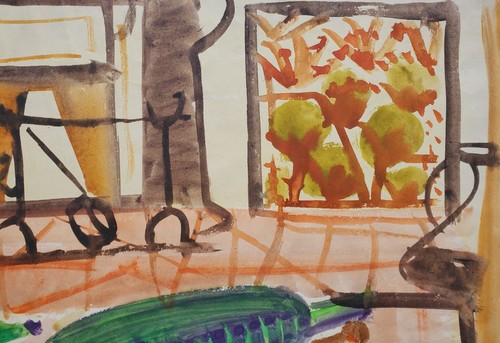 Gemälde Aquarell Stillleben Interieur Gemüse Doppelseitig Edvard Frank Nachlass - Picture 5 of 14